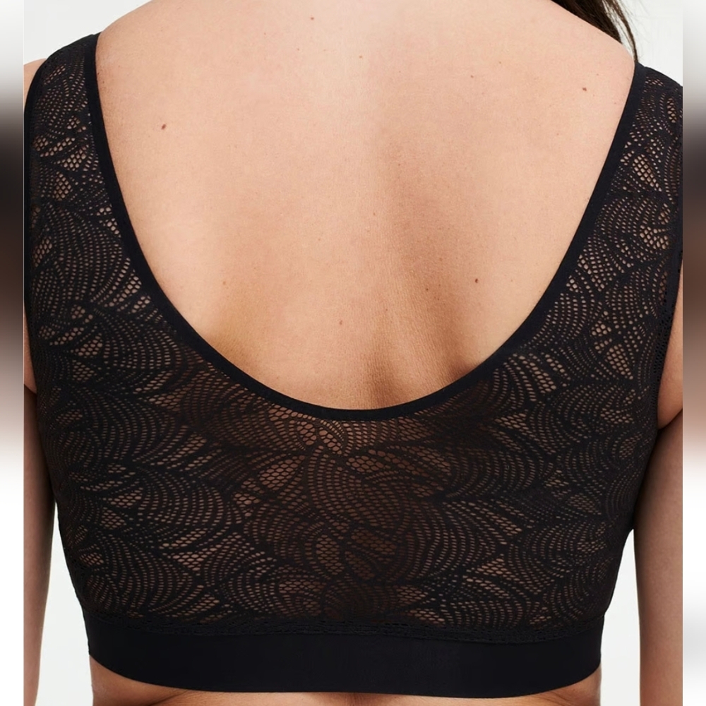 CHANTELLE 'SoftStretch' Padded Top with Lace Black Style #11G1 - Picture 4 of 5